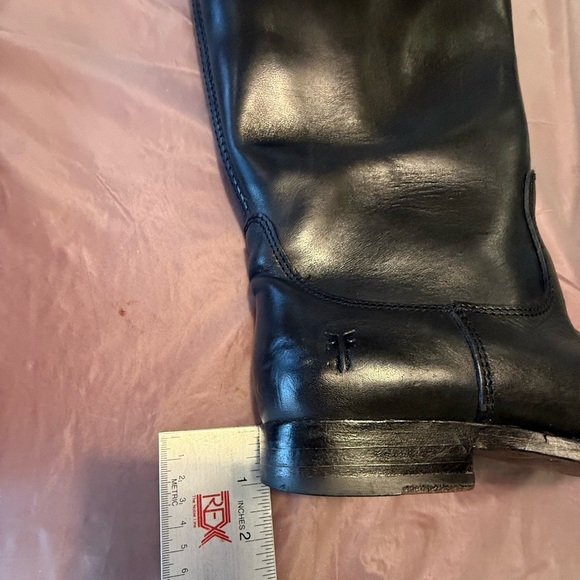 Frye Vintage Melissa Logo Monogram Riding Boots Black/Cognac Brown Size 6 $598